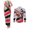 St Kilda Saints Australian Football Couples Matching Tank Maxi Dress and Long Sleeve Button Shirt Superhero Mascot Art With Indigenous Pattern Art