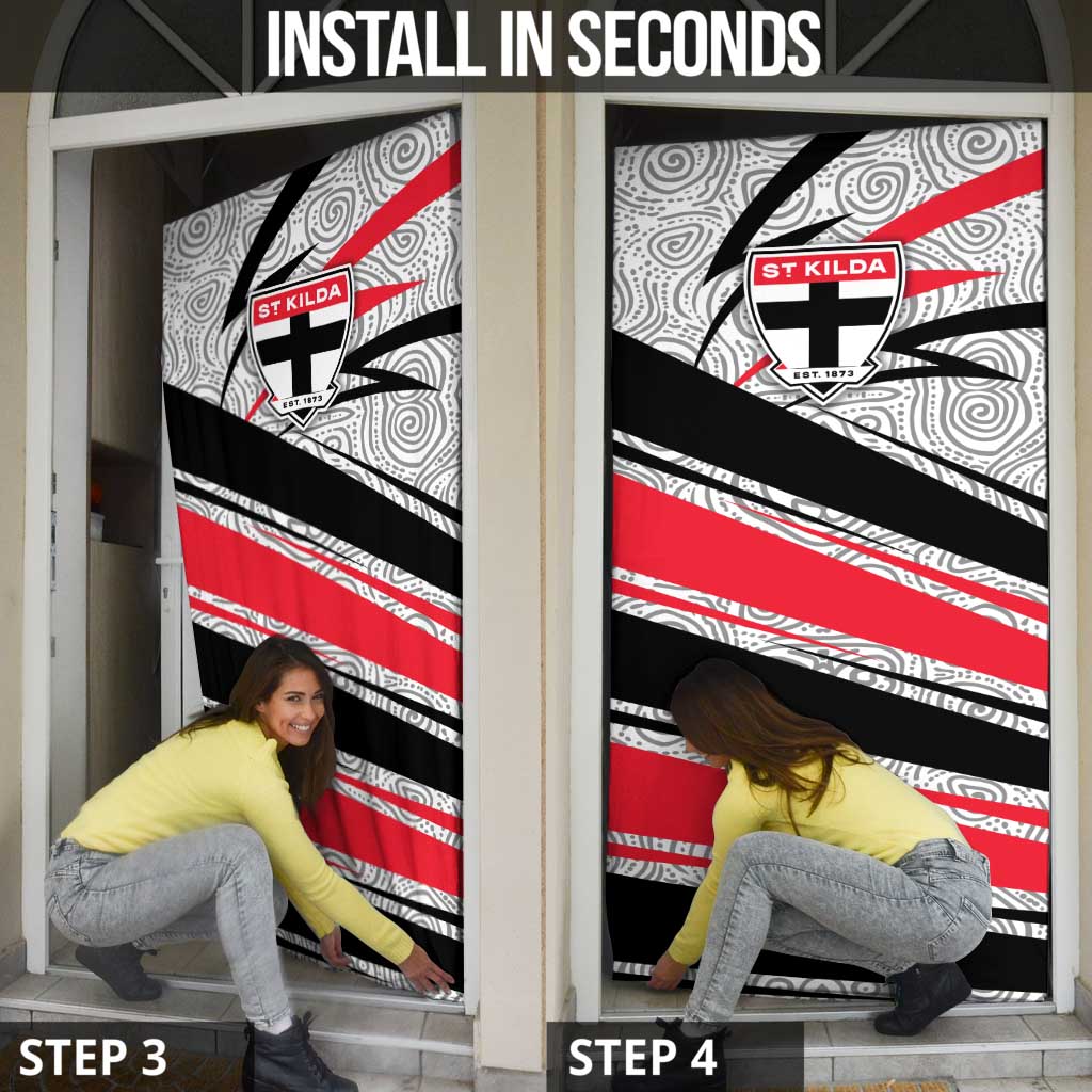 St Kilda Saints Australian Football Door Cover Superhero Mascot Art With Indigenous Pattern Art