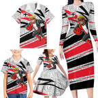 St Kilda Saints Australian Football Family Matching Long Sleeve Bodycon Dress and Hawaiian Shirt Superhero Mascot Art With Indigenous Pattern Art