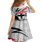 St Kilda Saints Australian Football Family Matching Off Shoulder Maxi Dress and Hawaiian Shirt Superhero Mascot Art With Indigenous Pattern Art