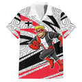 St Kilda Saints Australian Football Family Matching Off Shoulder Maxi Dress and Hawaiian Shirt Superhero Mascot Art With Indigenous Pattern Art