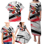 St Kilda Saints Australian Football Family Matching Puletasi and Hawaiian Shirt Superhero Mascot Art With Indigenous Pattern Art