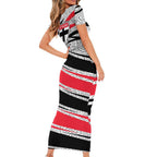 St Kilda Saints Australian Football Family Matching Short Sleeve Bodycon Dress and Hawaiian Shirt Superhero Mascot Art With Indigenous Pattern Art