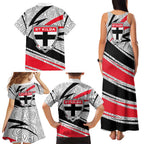 St Kilda Saints Australian Football Family Matching Tank Maxi Dress and Hawaiian Shirt Superhero Mascot Art With Indigenous Pattern Art