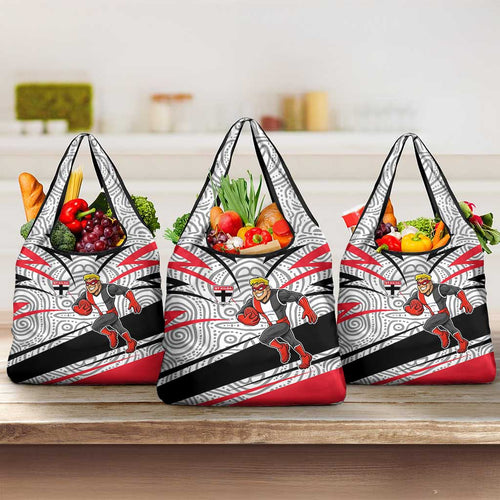 St Kilda Saints Australian Football Grocery Bag Superhero Mascot Art With Indigenous Pattern Art