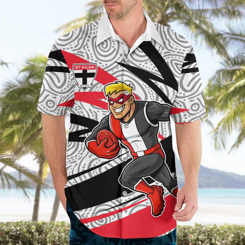 St Kilda Saints Australian Football Hawaiian Shirt Superhero Mascot Art With Indigenous Pattern Art