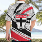 St Kilda Saints Australian Football Hawaiian Shirt Superhero Mascot Art With Indigenous Pattern Art