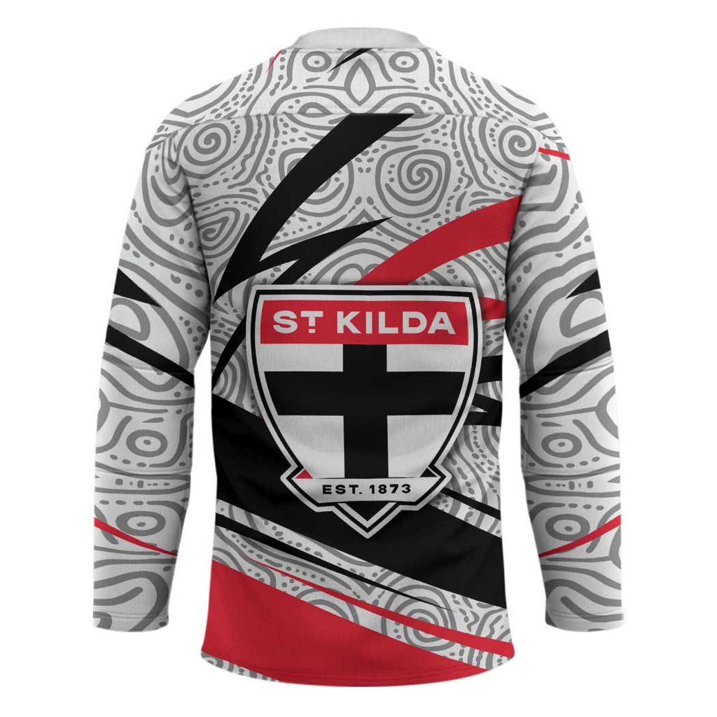 St Kilda Saints Australian Football Hockey Jersey Superhero Mascot Art With Indigenous Pattern Art