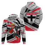 St Kilda Saints Australian Football Hoodie Superhero Mascot Art With Indigenous Pattern Art