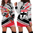 St Kilda Saints Australian Football Hoodie Dress Superhero Mascot Art With Indigenous Pattern Art