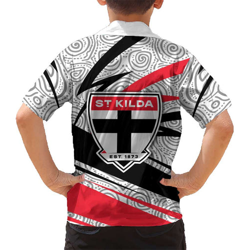 St Kilda Saints Australian Football Kid Hawaiian Shirt Superhero Mascot Art With Indigenous Pattern Art