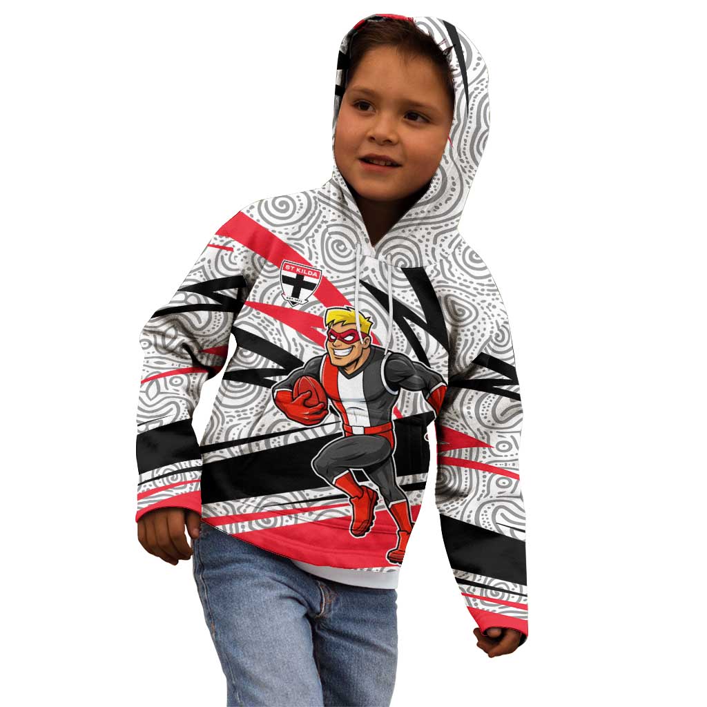 St Kilda Saints Australian Football Kid Hoodie Superhero Mascot Art With Indigenous Pattern Art