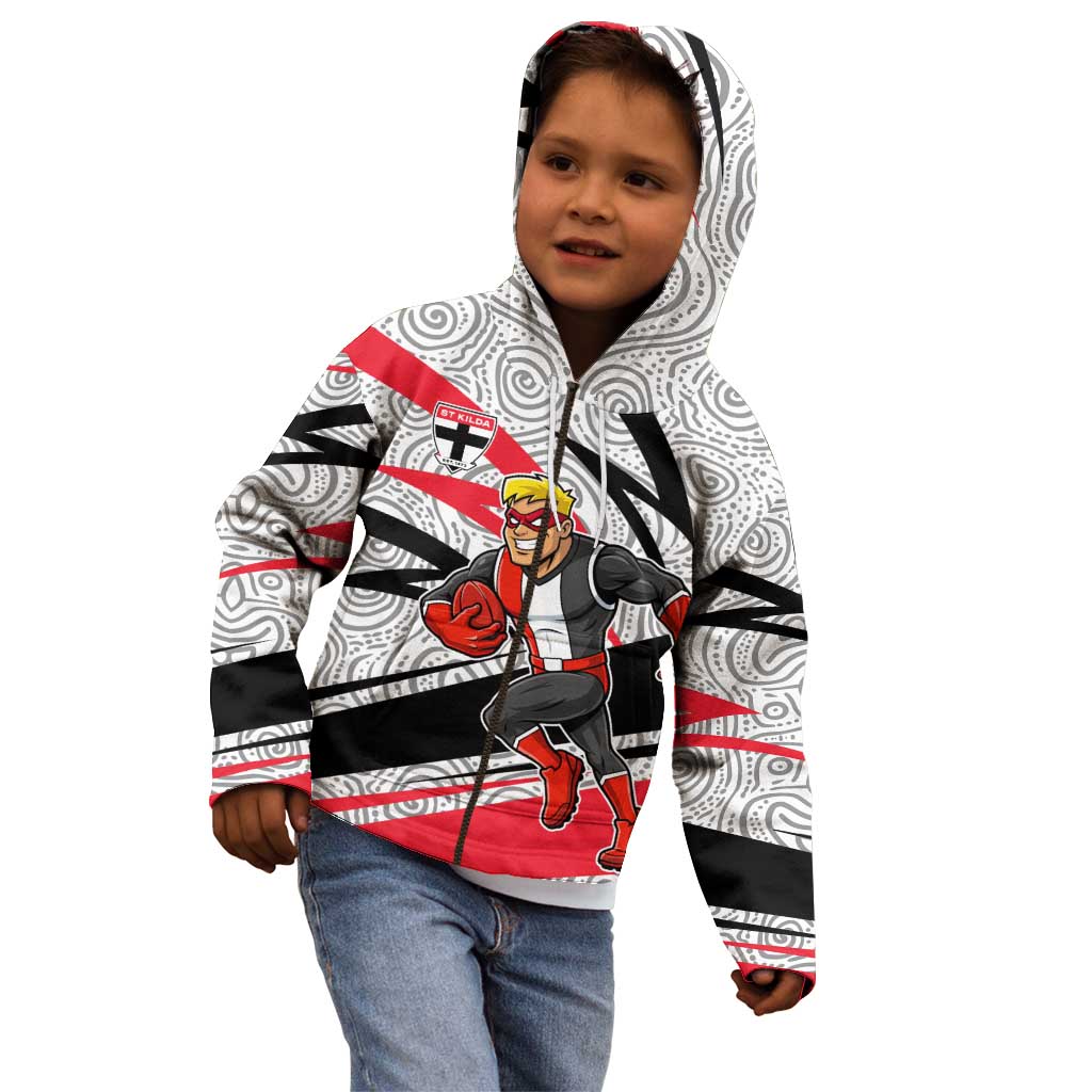 St Kilda Saints Australian Football Kid Hoodie Superhero Mascot Art With Indigenous Pattern Art