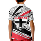 St Kilda Saints Australian Football Kid Polo Shirt Superhero Mascot Art With Indigenous Pattern Art