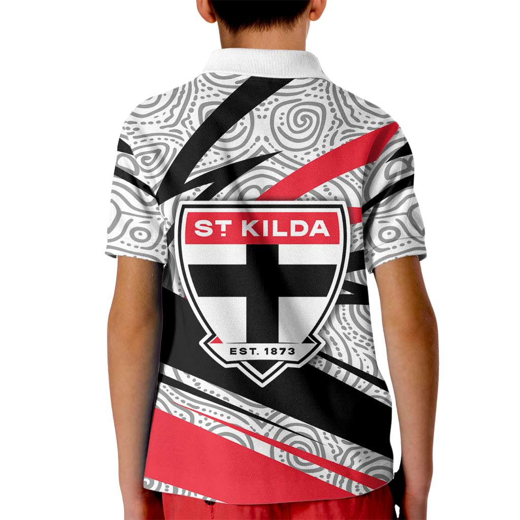 St Kilda Saints Australian Football Kid Polo Shirt Superhero Mascot Art With Indigenous Pattern Art