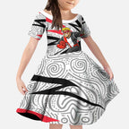 St Kilda Saints Australian Football Kid Short Sleeve Dress Superhero Mascot Art With Indigenous Pattern Art