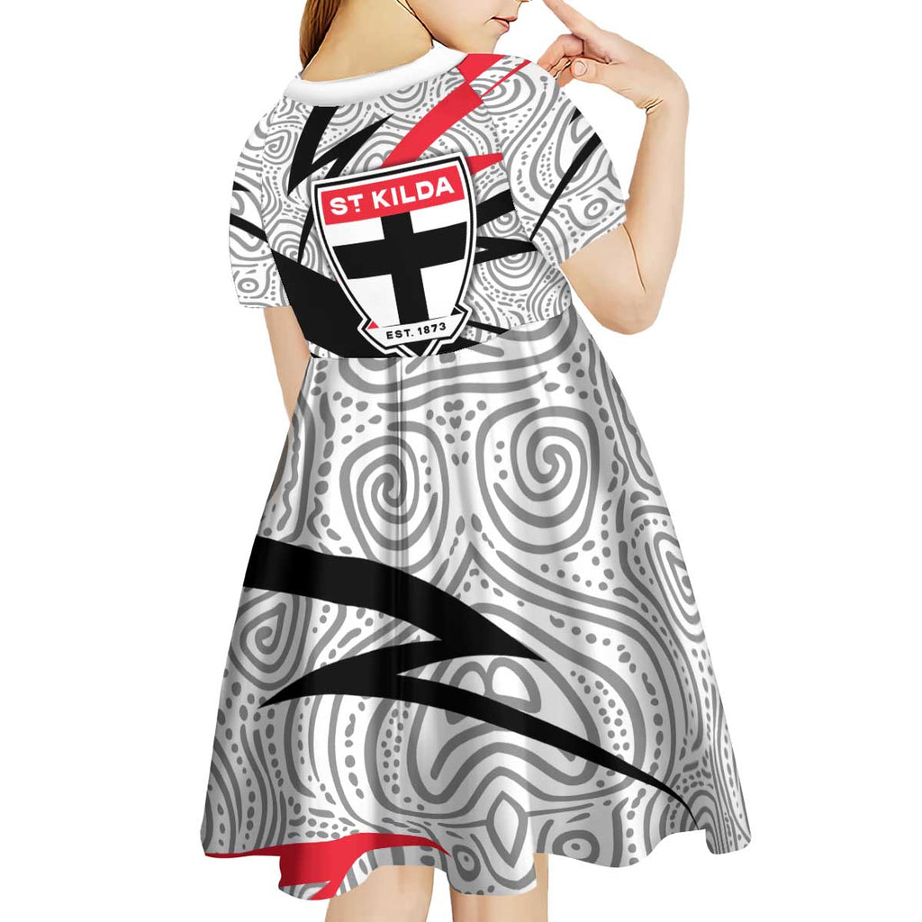 St Kilda Saints Australian Football Kid Short Sleeve Dress Superhero Mascot Art With Indigenous Pattern Art