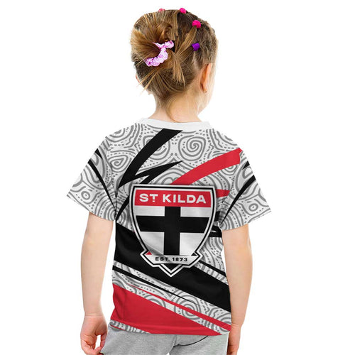 St Kilda Saints Australian Football Kid T Shirt Superhero Mascot Art With Indigenous Pattern Art