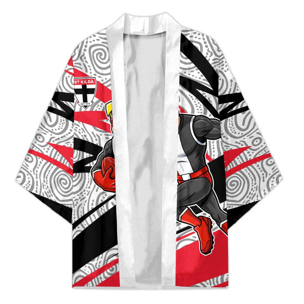 St Kilda Saints Australian Football Kimono Superhero Mascot Art With Indigenous Pattern Art