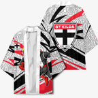 St Kilda Saints Australian Football Kimono Superhero Mascot Art With Indigenous Pattern Art