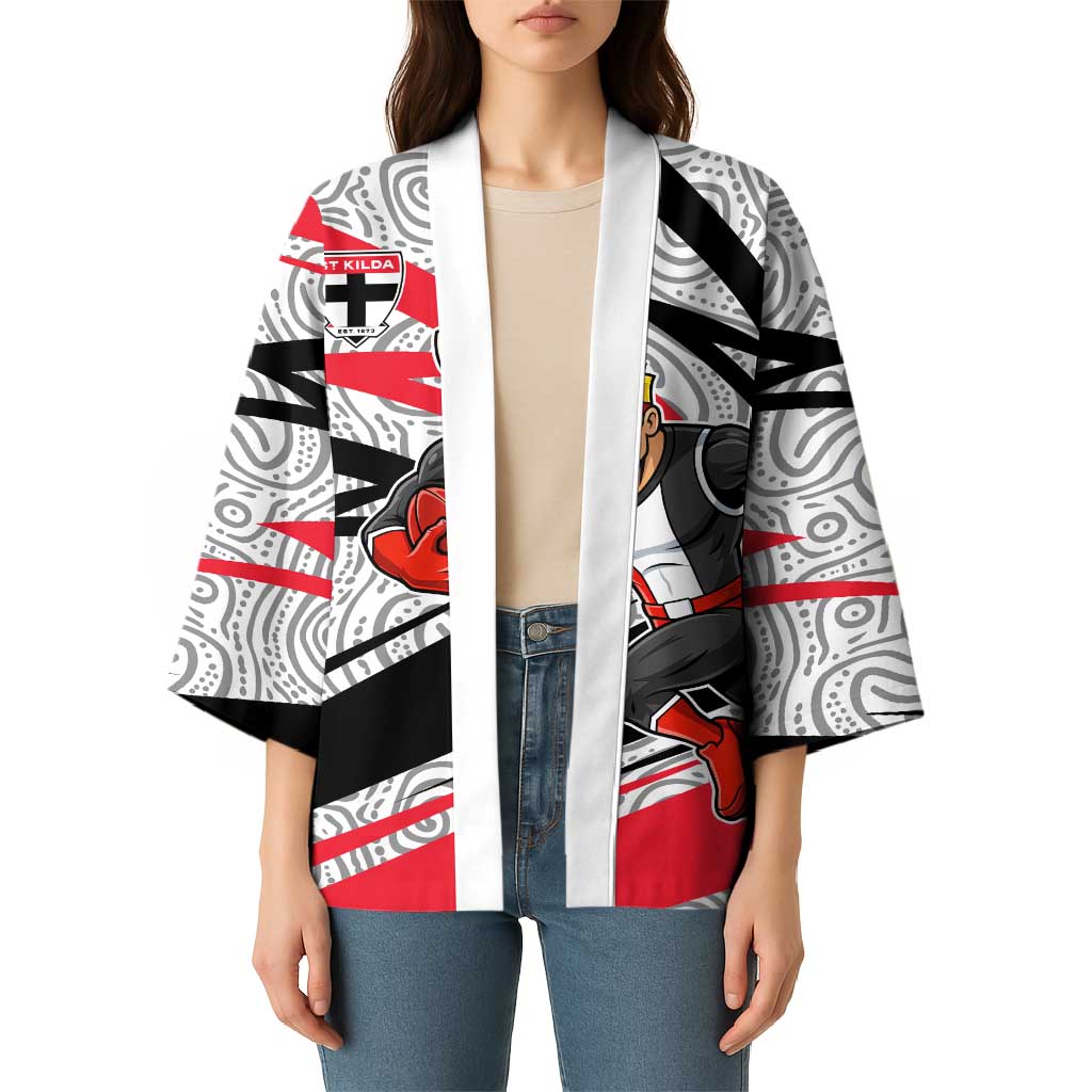 St Kilda Saints Australian Football Kimono Superhero Mascot Art With Indigenous Pattern Art