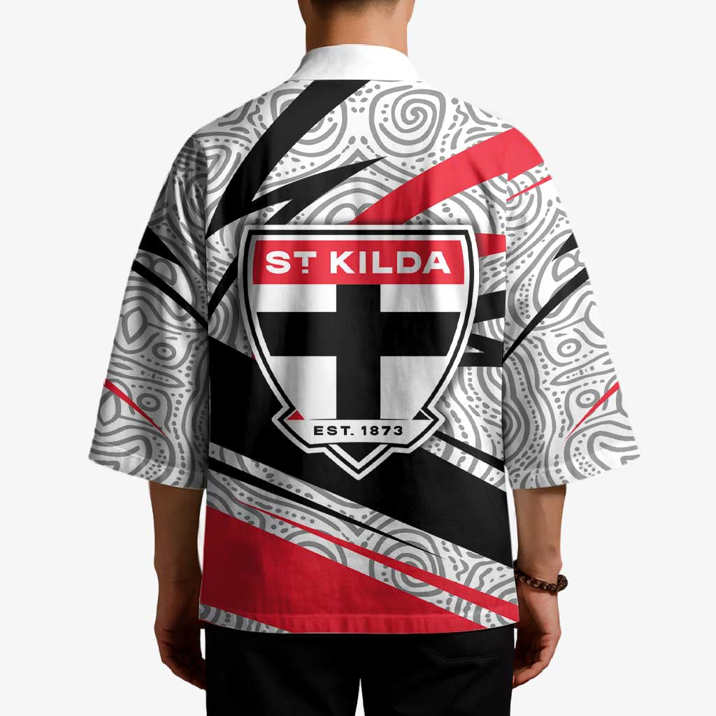 St Kilda Saints Australian Football Kimono Superhero Mascot Art With Indigenous Pattern Art