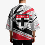 St Kilda Saints Australian Football Kimono Superhero Mascot Art With Indigenous Pattern Art
