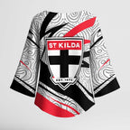 St Kilda Saints Australian Football Kimono Sleeve Blouse Superhero Mascot Art With Indigenous Pattern Art