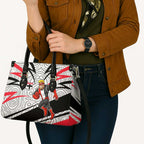 St Kilda Saints Australian Football Leather Bag Superhero Mascot Art With Indigenous Pattern Art