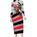 St Kilda Saints Australian Football Long Sleeve Bodycon Dress Superhero Mascot Art With Indigenous Pattern Art