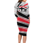 St Kilda Saints Australian Football Long Sleeve Bodycon Dress Superhero Mascot Art With Indigenous Pattern Art