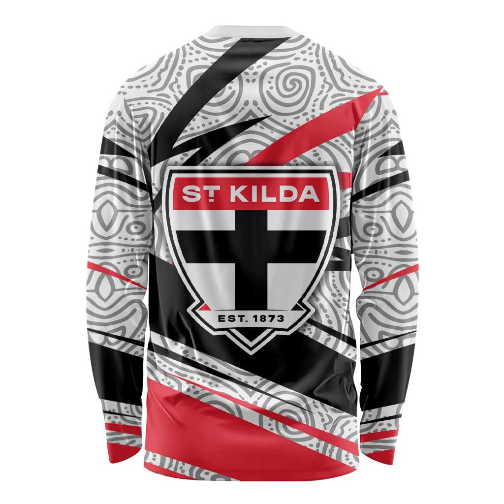 St Kilda Saints Australian Football Long Sleeve Shirt Superhero Mascot Art With Indigenous Pattern Art