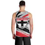 St Kilda Saints Australian Football Men Tank Top Superhero Mascot Art With Indigenous Pattern Art