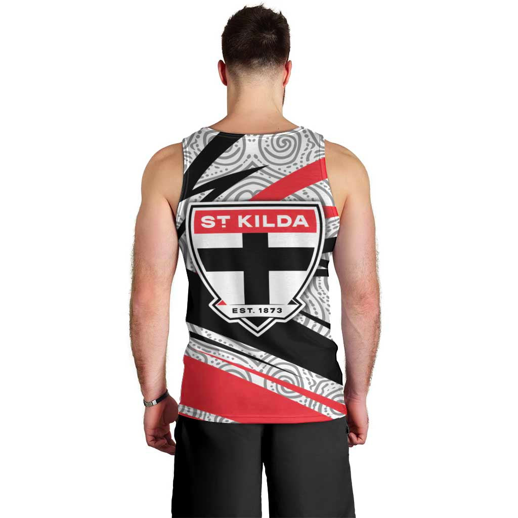 St Kilda Saints Australian Football Men Tank Top Superhero Mascot Art With Indigenous Pattern Art