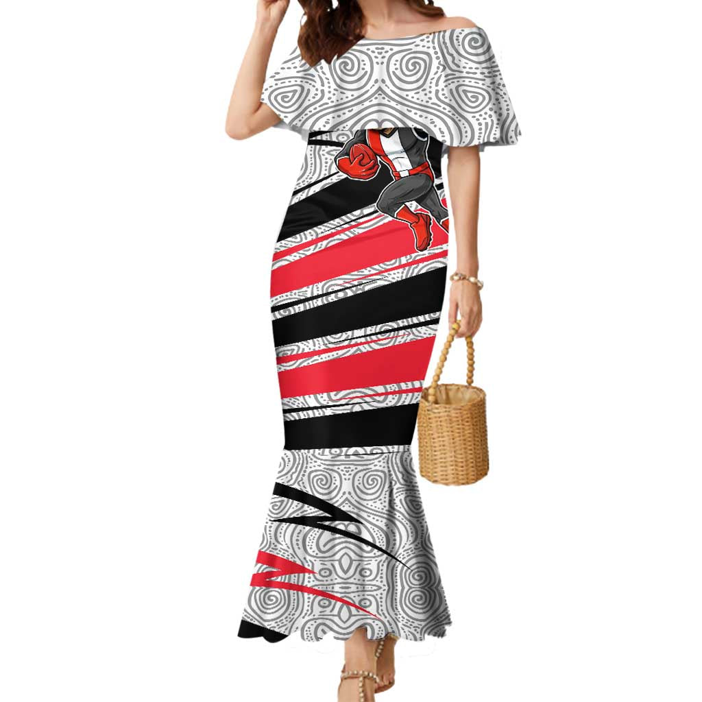 St Kilda Saints Australian Football Mermaid Dress Superhero Mascot Art With Indigenous Pattern Art