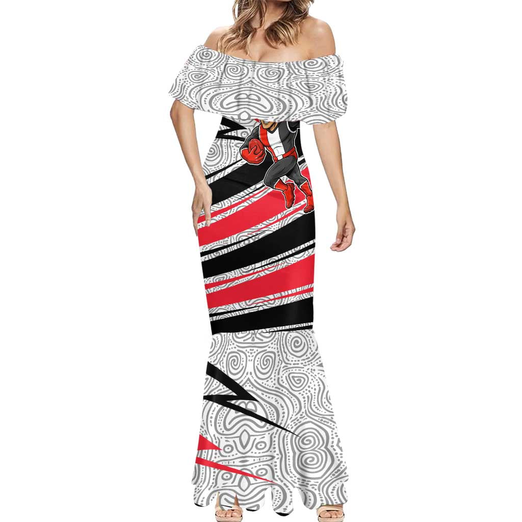 St Kilda Saints Australian Football Mermaid Dress Superhero Mascot Art With Indigenous Pattern Art