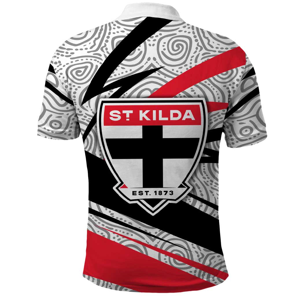 St Kilda Saints Australian Football Polo Shirt Superhero Mascot Art With Indigenous Pattern Art