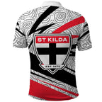 St Kilda Saints Australian Football Polo Shirt Superhero Mascot Art With Indigenous Pattern Art