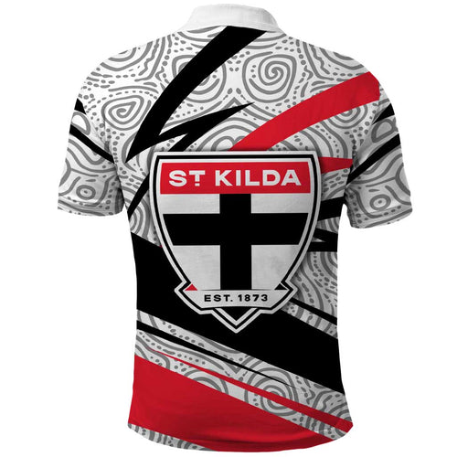 St Kilda Saints Australian Football Polo Shirt Superhero Mascot Art With Indigenous Pattern Art