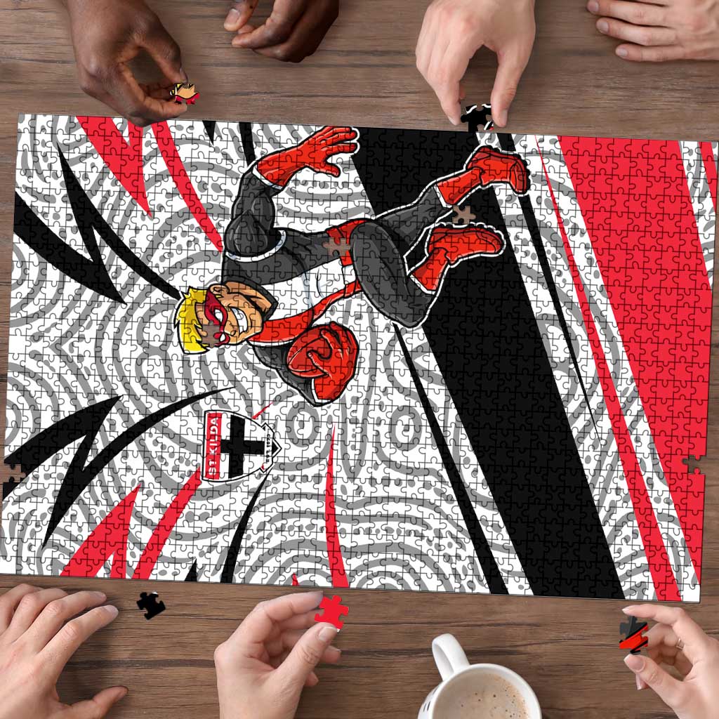 St Kilda Saints Australian Football Puzzle Superhero Mascot Art With Indigenous Pattern Art
