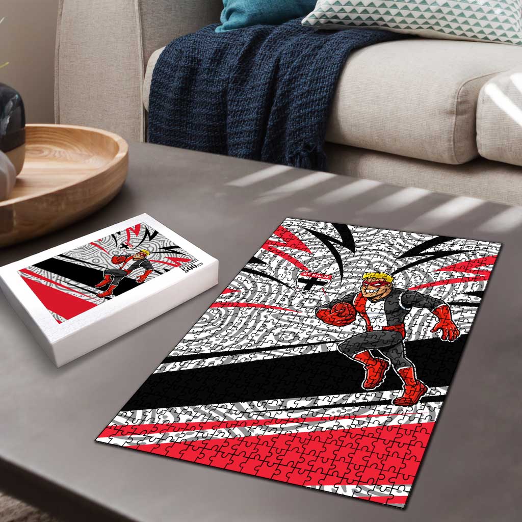 St Kilda Saints Australian Football Puzzle Superhero Mascot Art With Indigenous Pattern Art