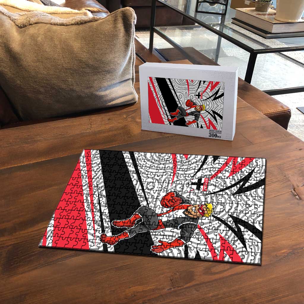 St Kilda Saints Australian Football Puzzle Superhero Mascot Art With Indigenous Pattern Art