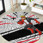 St Kilda Saints Australian Football Round Carpet Superhero Mascot Art With Indigenous Pattern Art