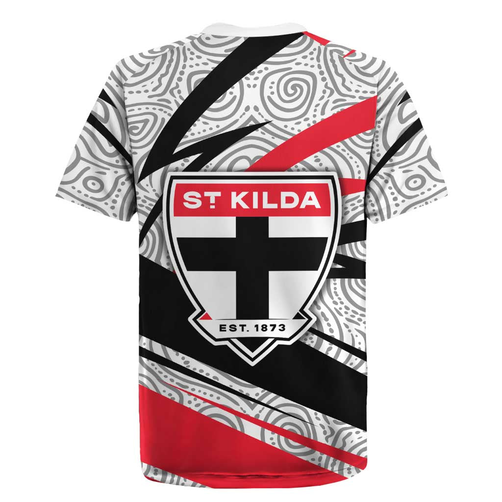 St Kilda Saints Australian Football Rugby Jersey Superhero Mascot Art With Indigenous Pattern Art