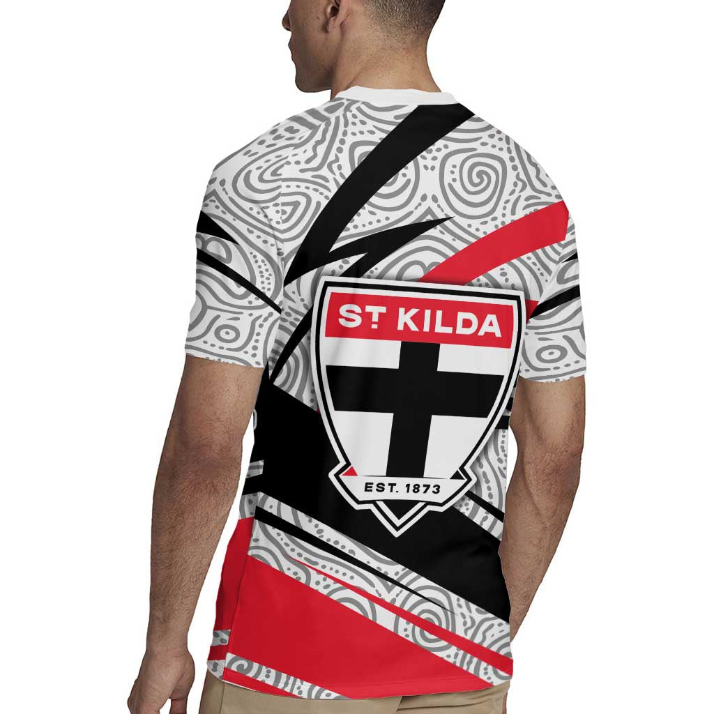 St Kilda Saints Australian Football Rugby Jersey Superhero Mascot Art With Indigenous Pattern Art