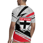 St Kilda Saints Australian Football Rugby Jersey Superhero Mascot Art With Indigenous Pattern Art