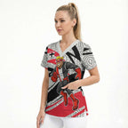 St Kilda Saints Australian Football Scrub Top Superhero Mascot Art With Indigenous Pattern Art