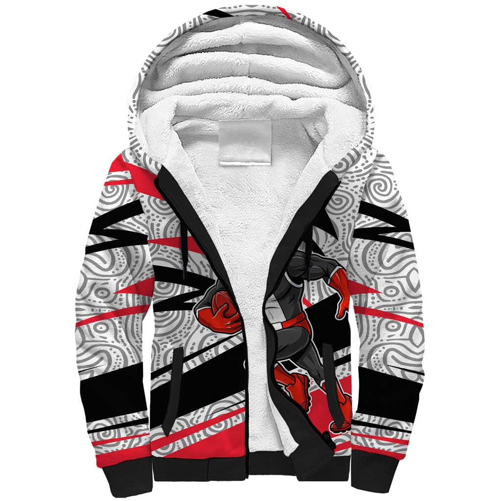 St Kilda Saints Australian Football Sherpa Hoodie Superhero Mascot Art With Indigenous Pattern Art