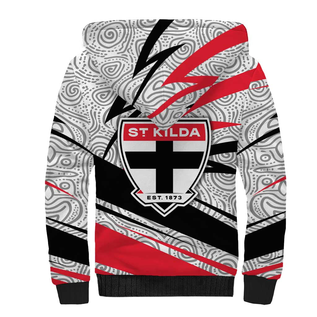 St Kilda Saints Australian Football Sherpa Hoodie Superhero Mascot Art With Indigenous Pattern Art