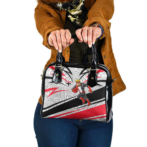 St Kilda Saints Australian Football Shoulder Handbag Superhero Mascot Art With Indigenous Pattern Art